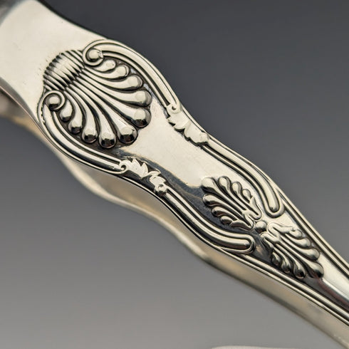British Antique Silver Plated Kings Pattern Sugar Tongs Martin Hall